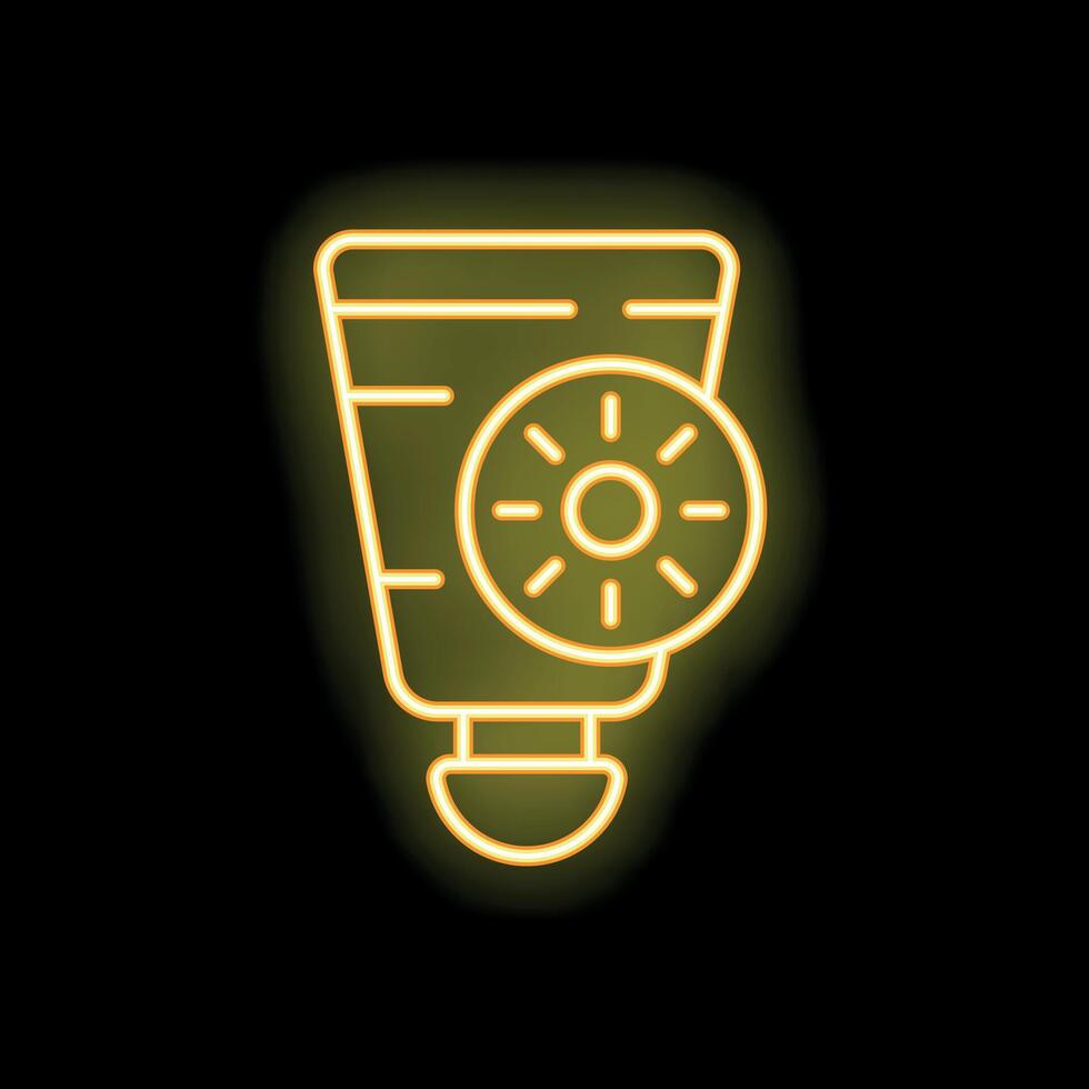 Neon icon of sunscreen protecting from sun rays vector
