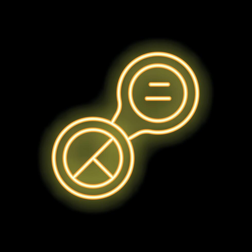 Neon icon of powder puff and mirror for makeup removal vector