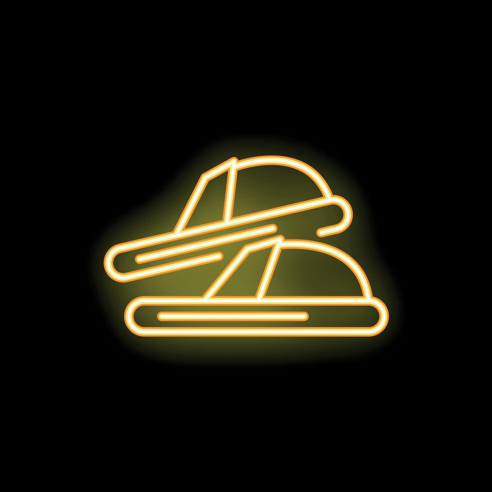 Neon style icon of two bumper cars colliding for amusement park vector