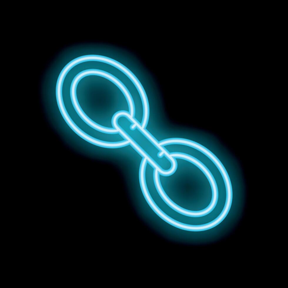Blue neon chain links glowing on black background vector