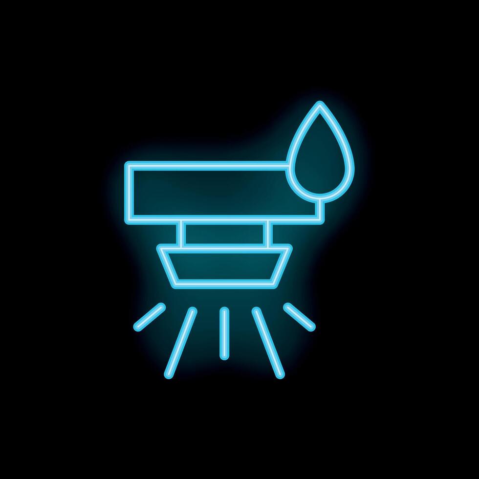 Neon water leak detector icon, smart home monitoring system vector