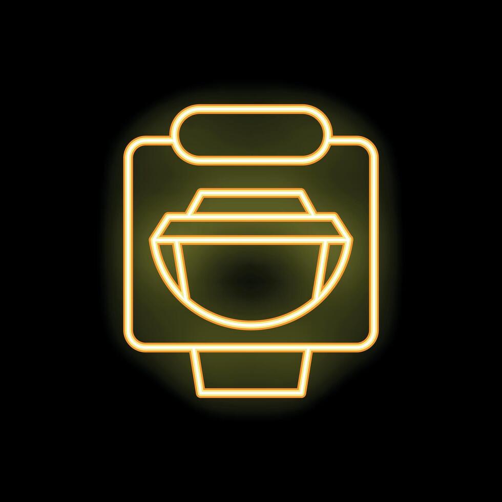 Neon icon of spotlight shining on black background vector