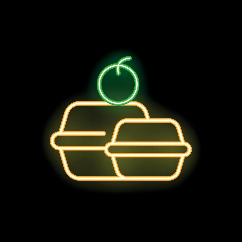 Neon sign of food delivery with an apple on top vector