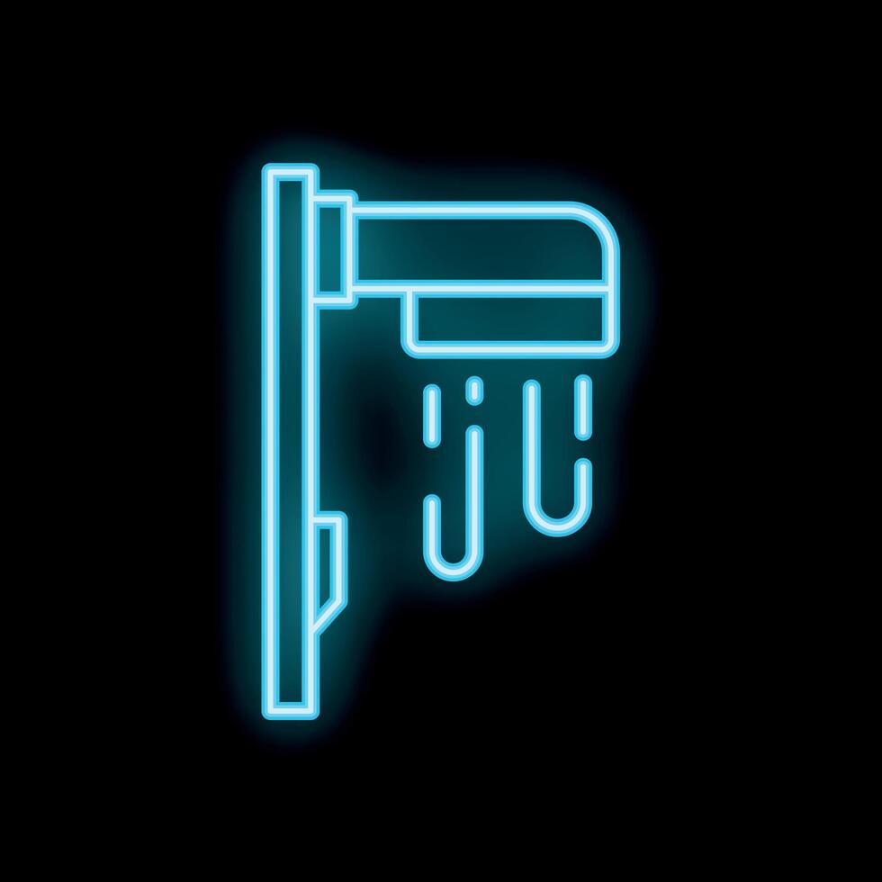 Neon shower head icon glowing against dark background vector