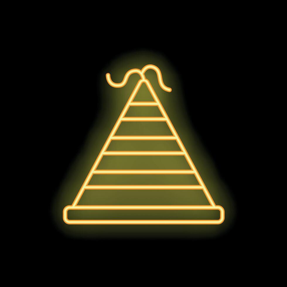 Neon party hat glowing on black background vector
