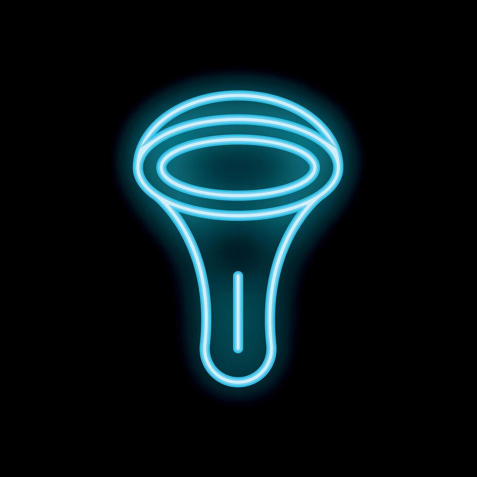 Blue neon sign showing a handheld barcode scanner on black background vector