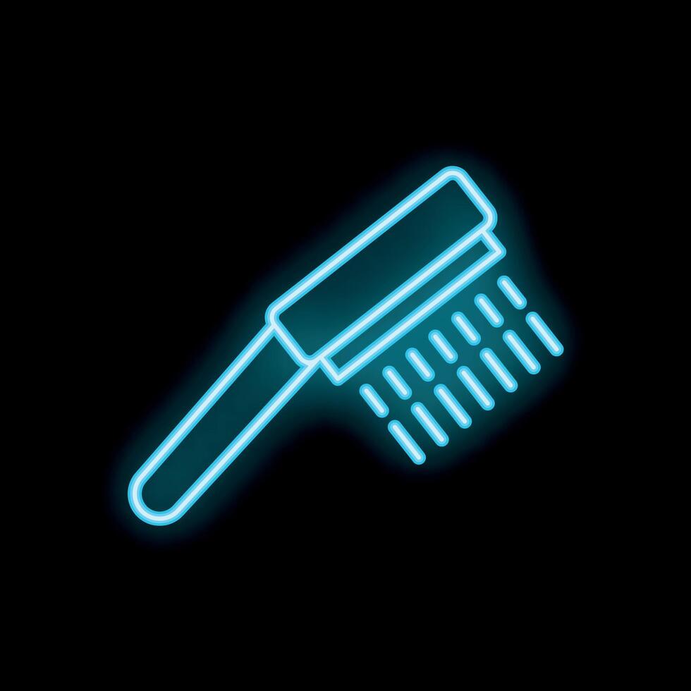 Neon shower head shining in the dark bathroom vector