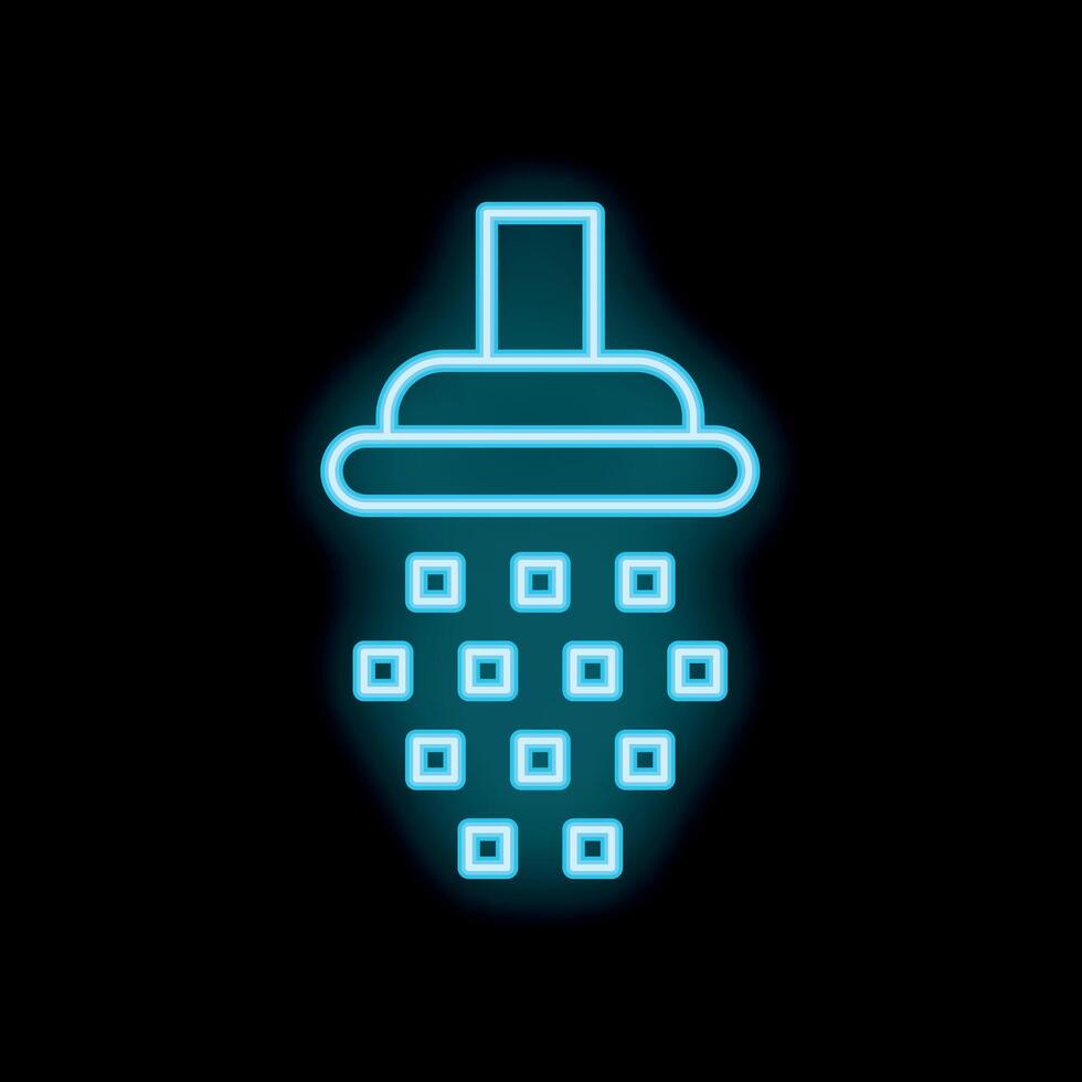 Glowing neon shower head sign on black background vector