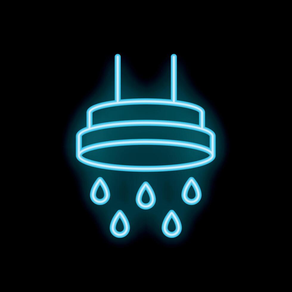 Neon fire sprinkler system protecting building from fire hazard vector