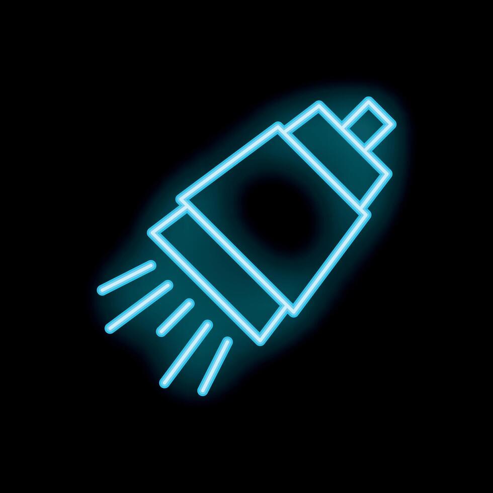 Neon blue flashlight shining in the dark illustration vector