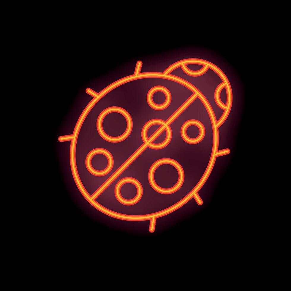 Neon sign of ladybug glowing on black background vector