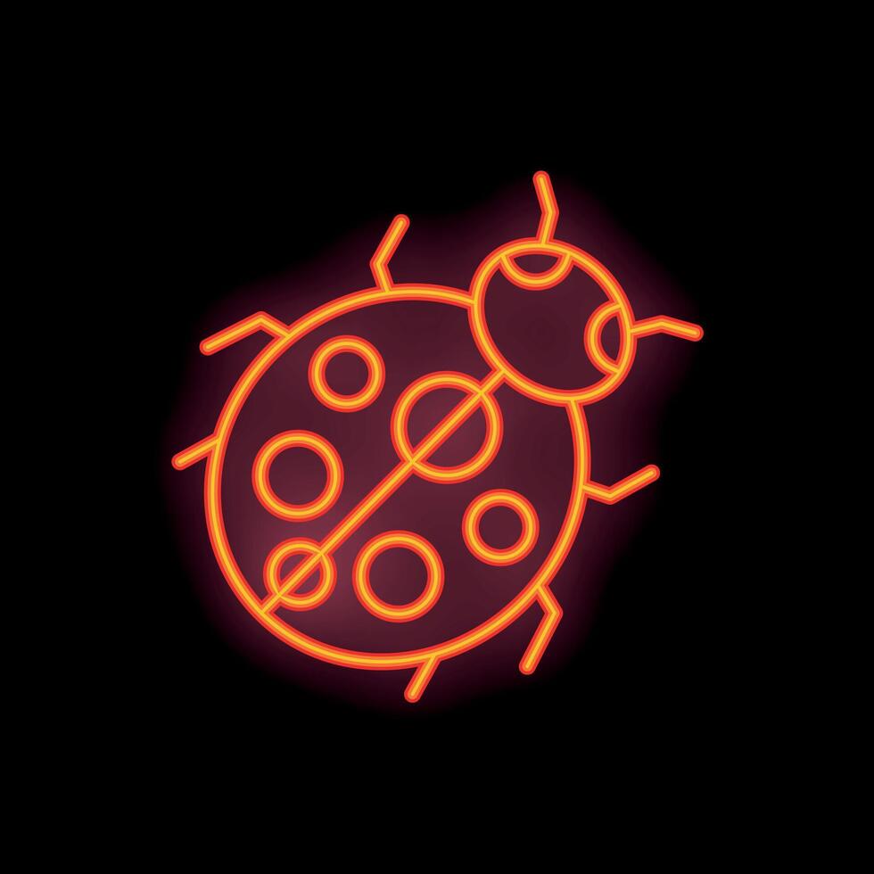 Neon ladybug glowing on black background vector