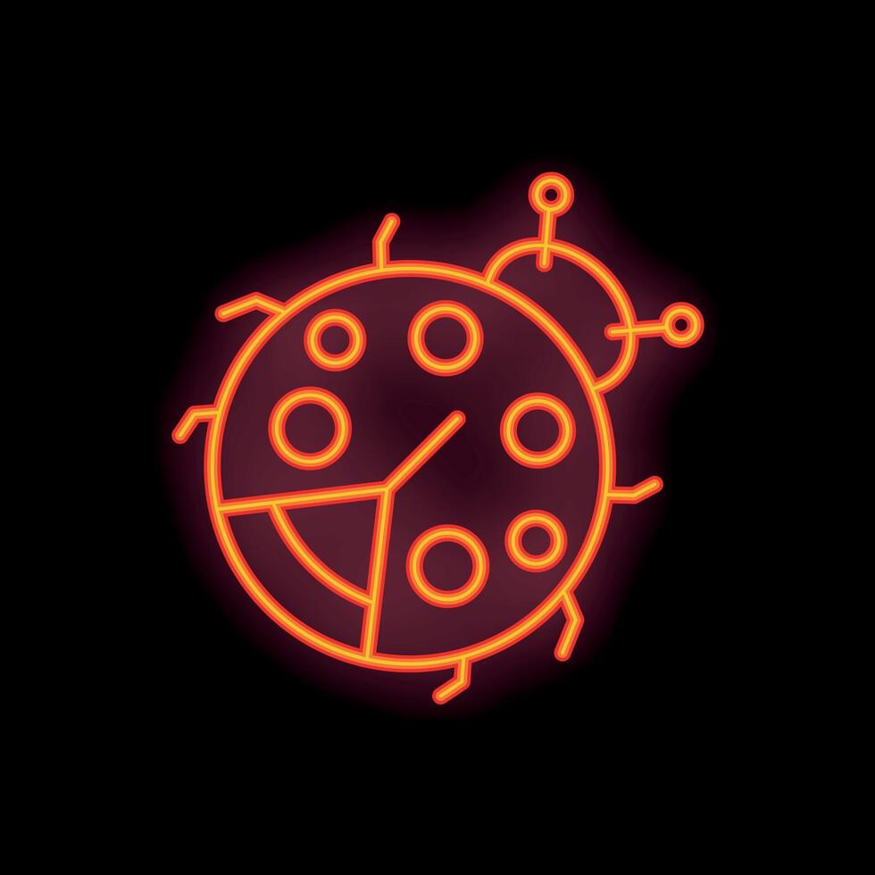 Neon sign of a ladybug showing concept of nanotechnology vector