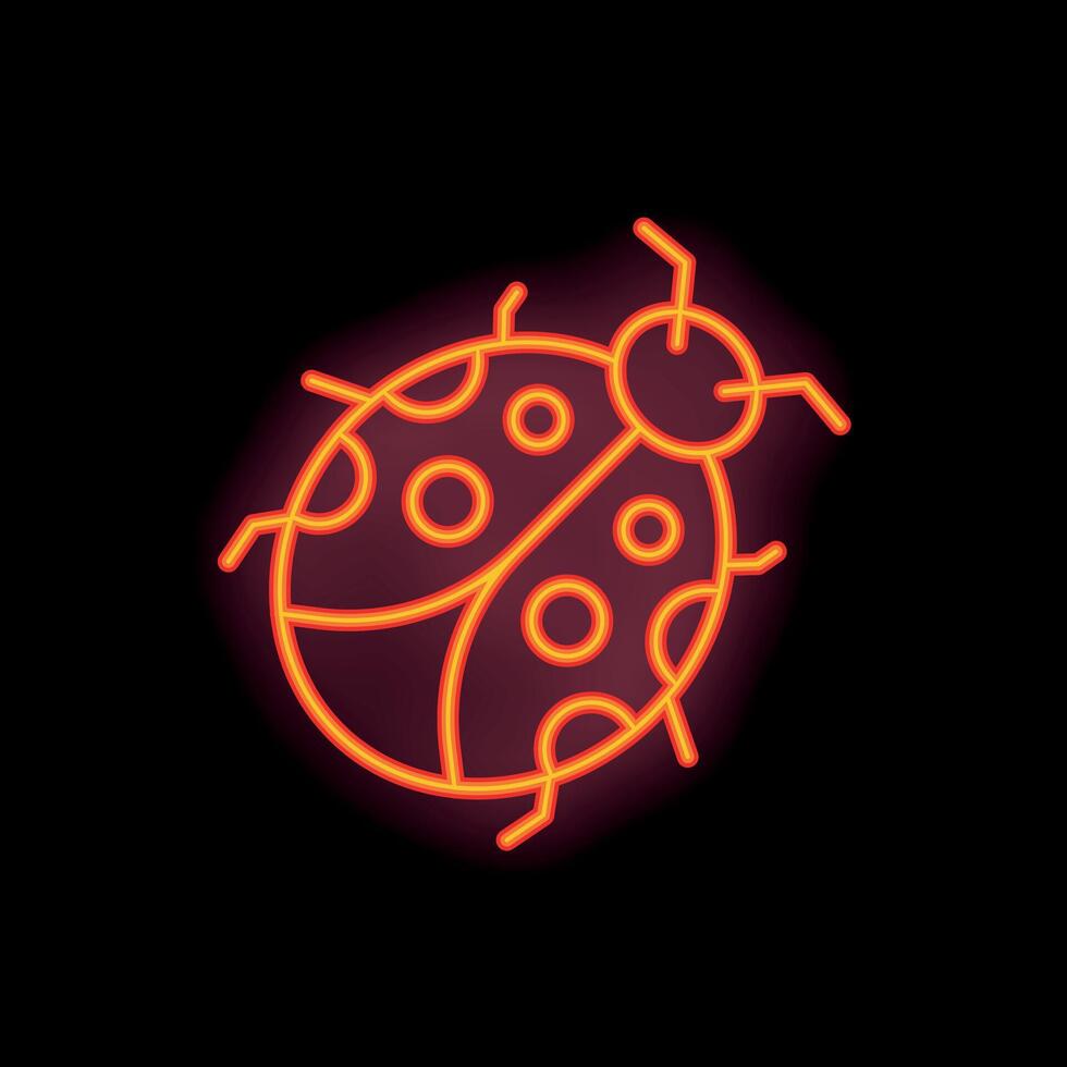 Neon sign showing a ladybug on a black background vector