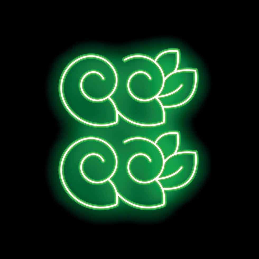 Green neon light glowing in the dark forming a pattern vector