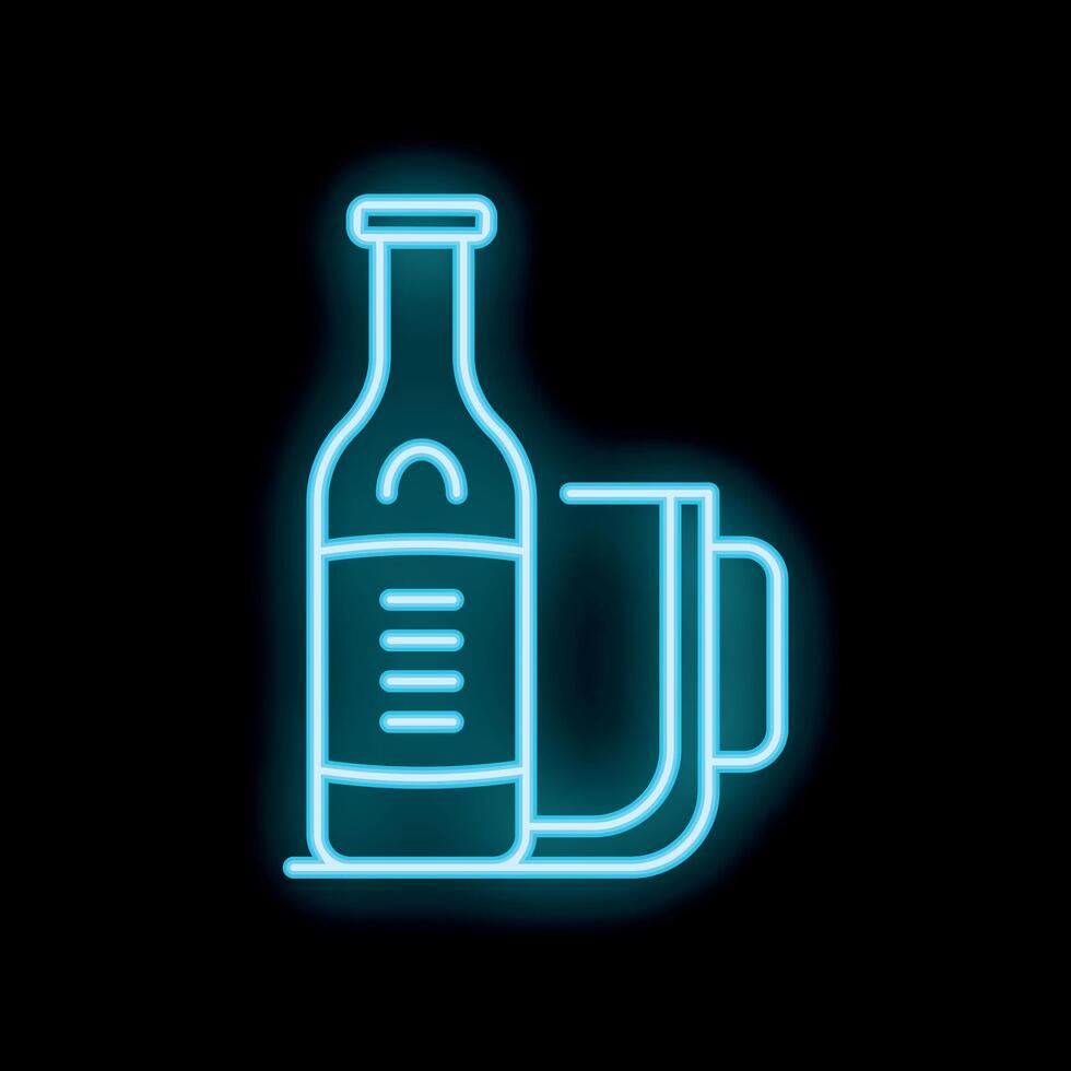 Neon sign showing bottle and glass for bar or restaurant vector
