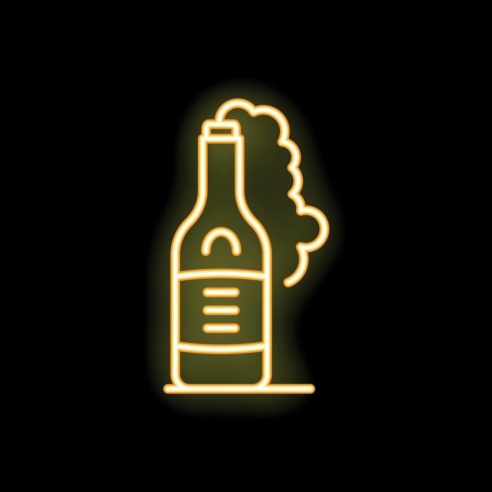 Glowing neon sign of a molotov cocktail with smoke vector