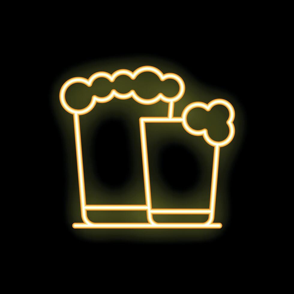 Neon sign showing two beer glasses with foam on top vector
