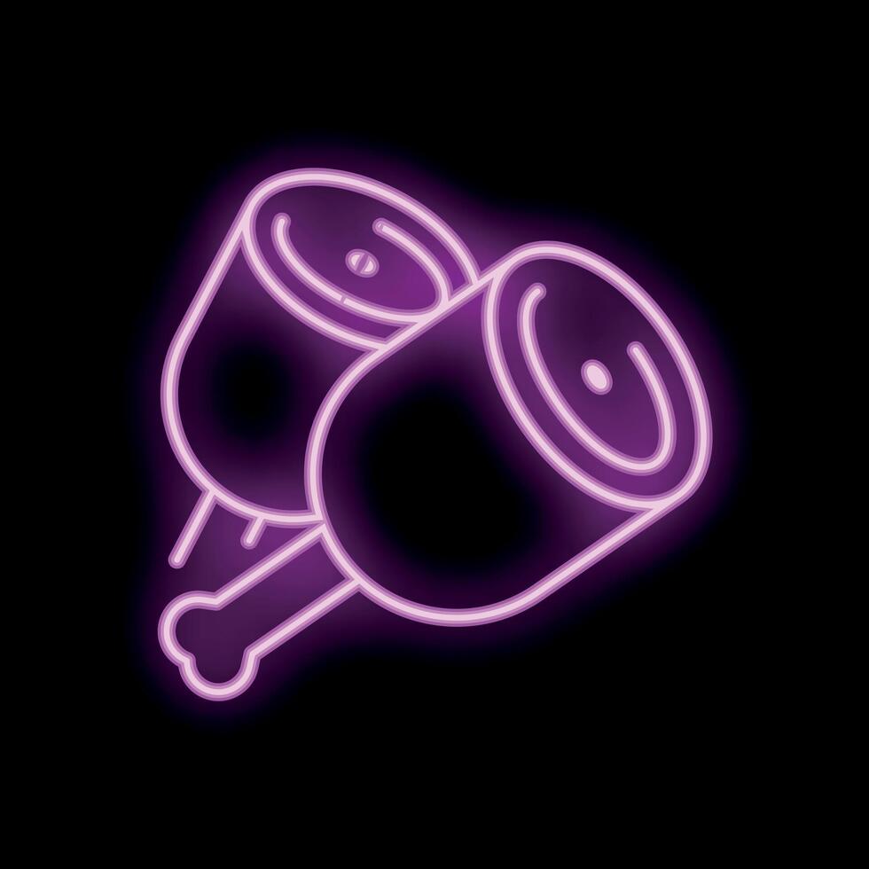Neon sign of two chicken legs on black background vector