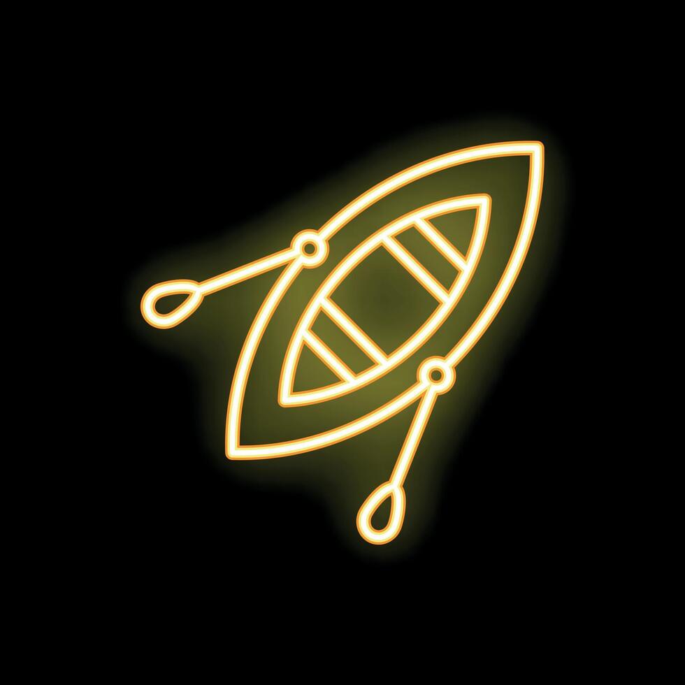 Neon sign showing wooden rowing boat with oars vector