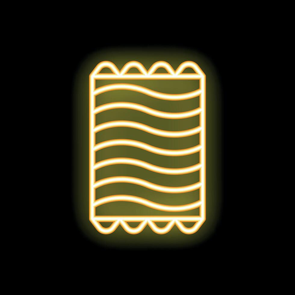 Neon yellow towel hanging for drying icon on black background vector