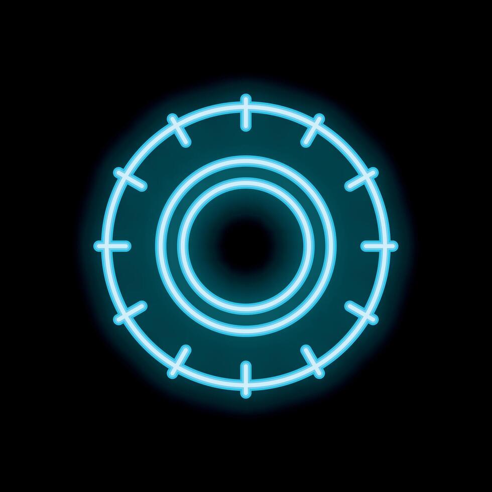 Blue neon combination lock glowing on black background vector