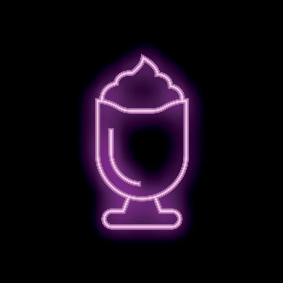 Neon sign representing a dessert with cream being served in a fancy glass vector