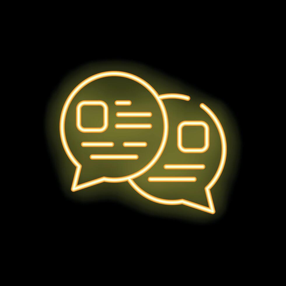 Neon sign of speech bubbles showing ongoing communication vector
