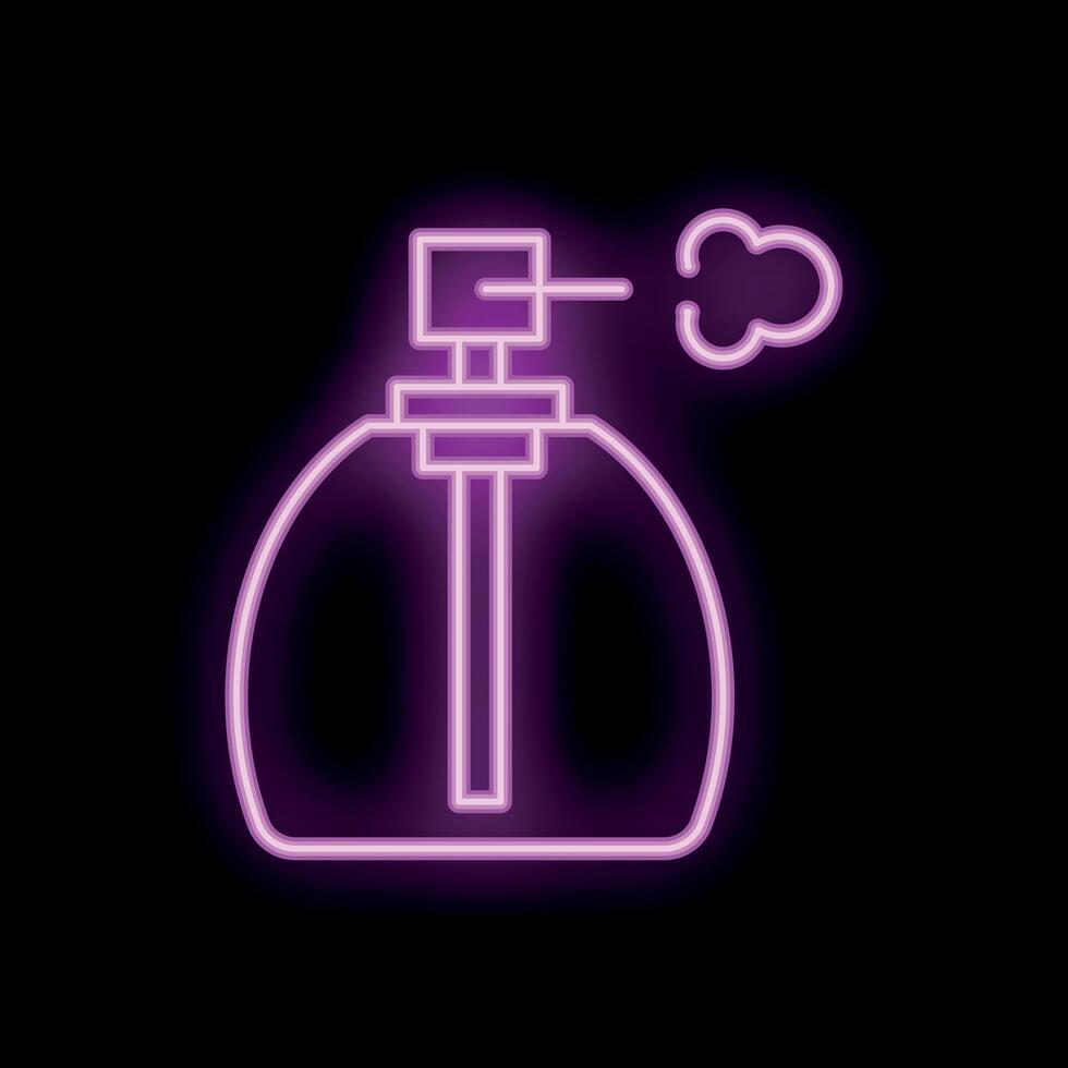 Neon sign of perfume bottle spraying fragrance vector