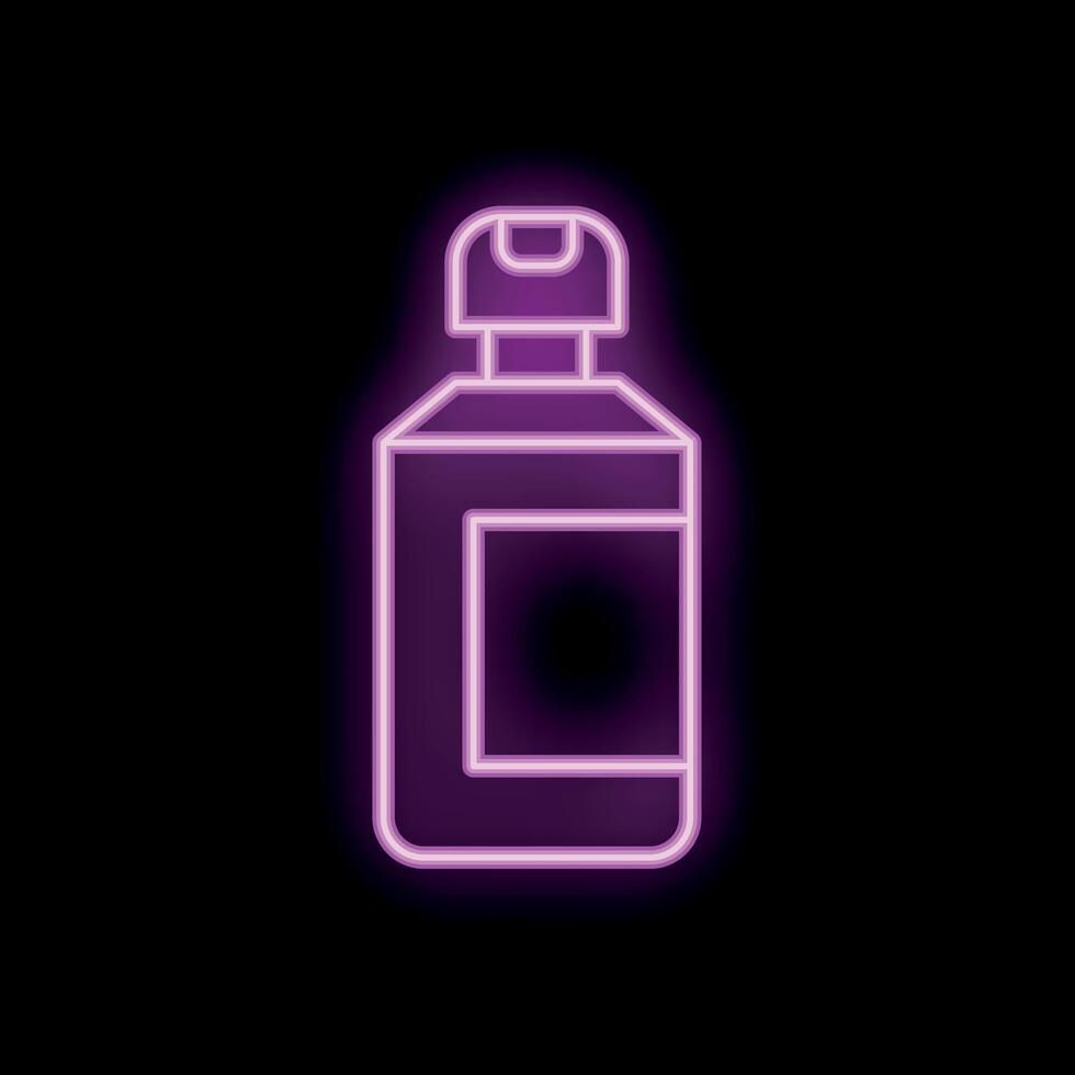 Glowing neon sign depicting a plastic bottle with flip top cap on a black background vector