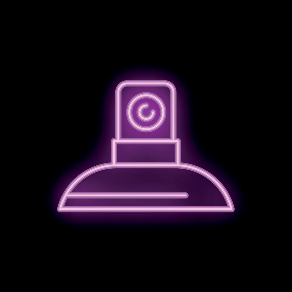 Neon spray paint can glowing on black background vector