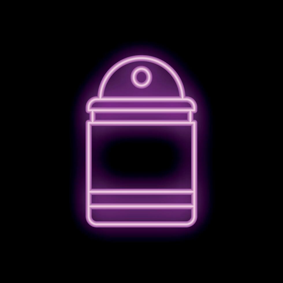 Bright pink neon sign showing a reusable coffee cup with lid vector