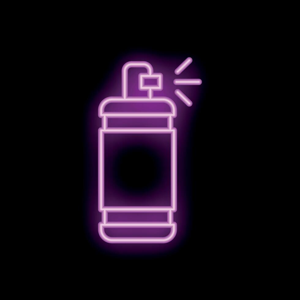 Spray can neon sign spraying on black background vector