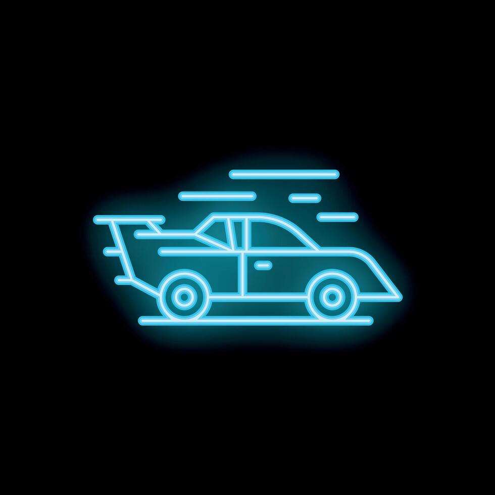 Neon sports car speeding with motion lines vector