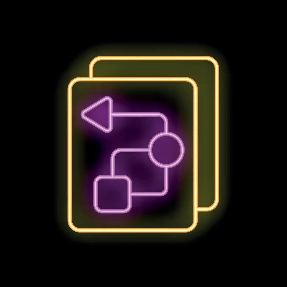 Glowing neon line workflow icon isolated on black background. illustration vector