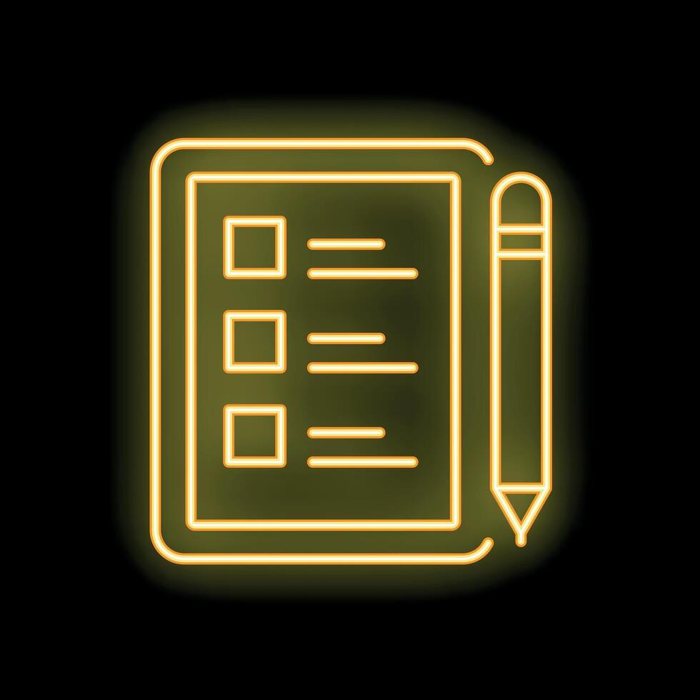 Neon yellow checklist icon representing completing tasks efficiently vector