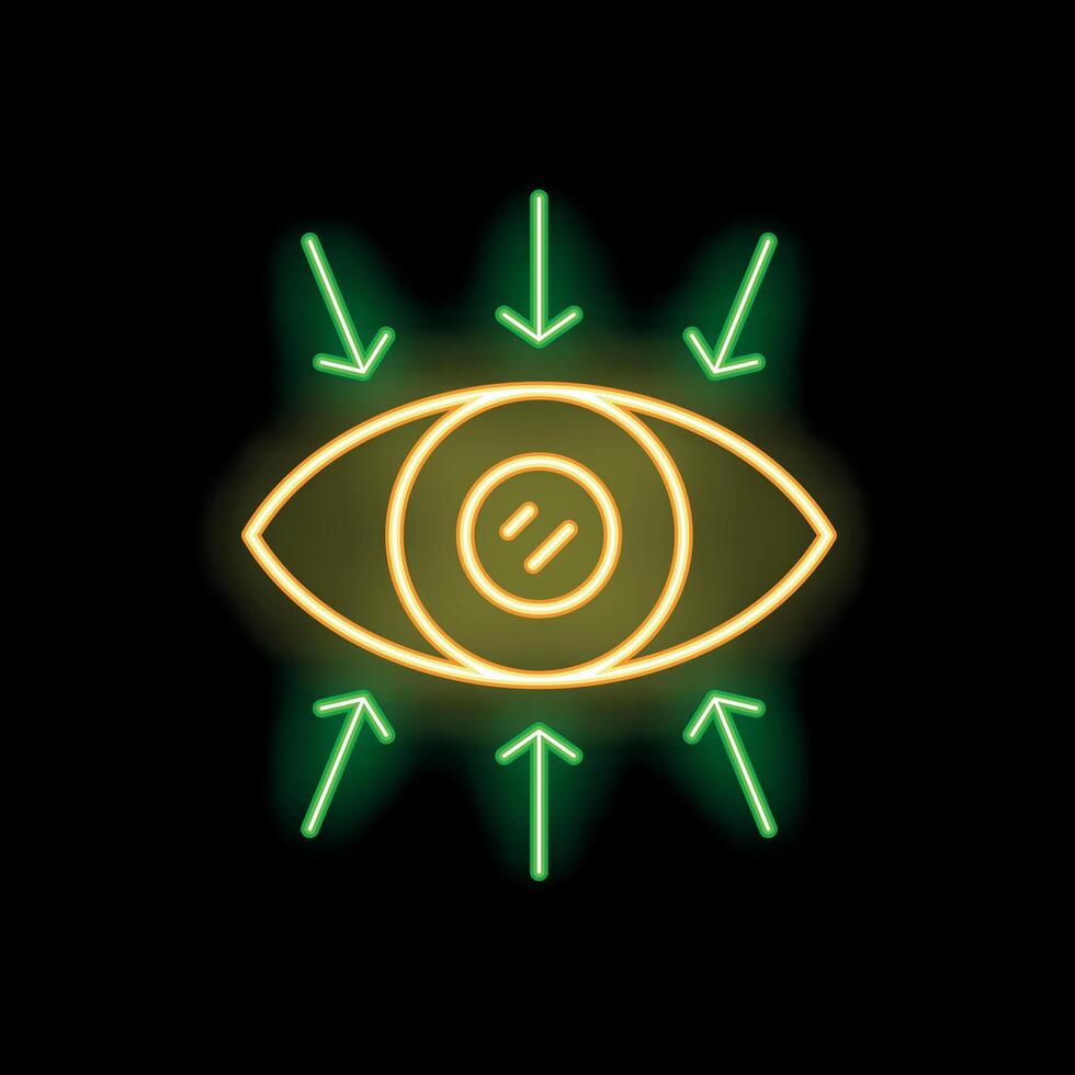 Neon eye receiving and sending information with arrows vector
