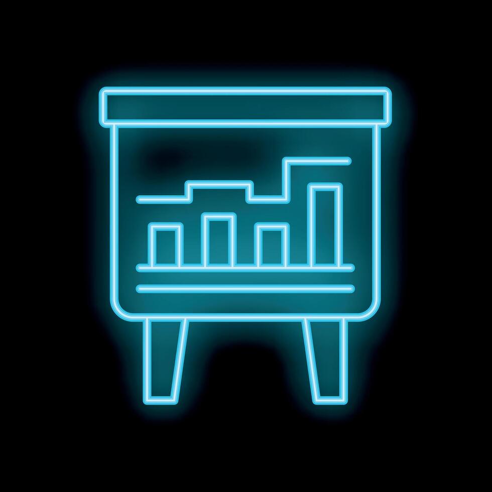 Neon blue flipchart with growing bar chart representing business success concept vector