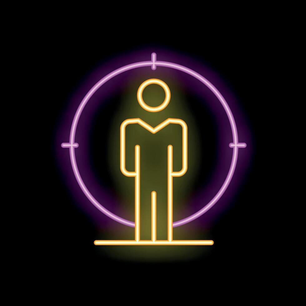 Neon icon of head hunting searching for talent candidate vector