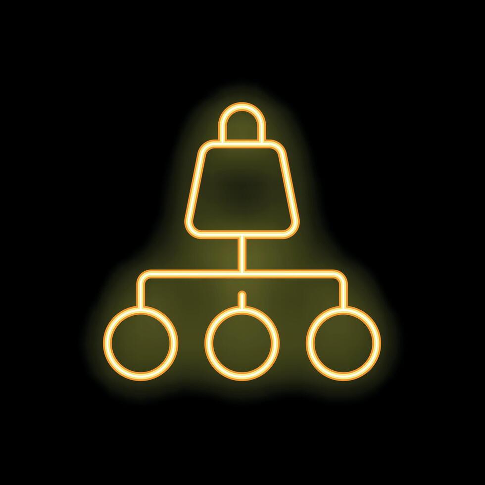 Neon yellow hierarchy chart with padlock illustrating security concept vector