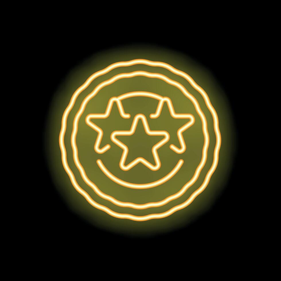 Round neon sign with three stars on black background vector