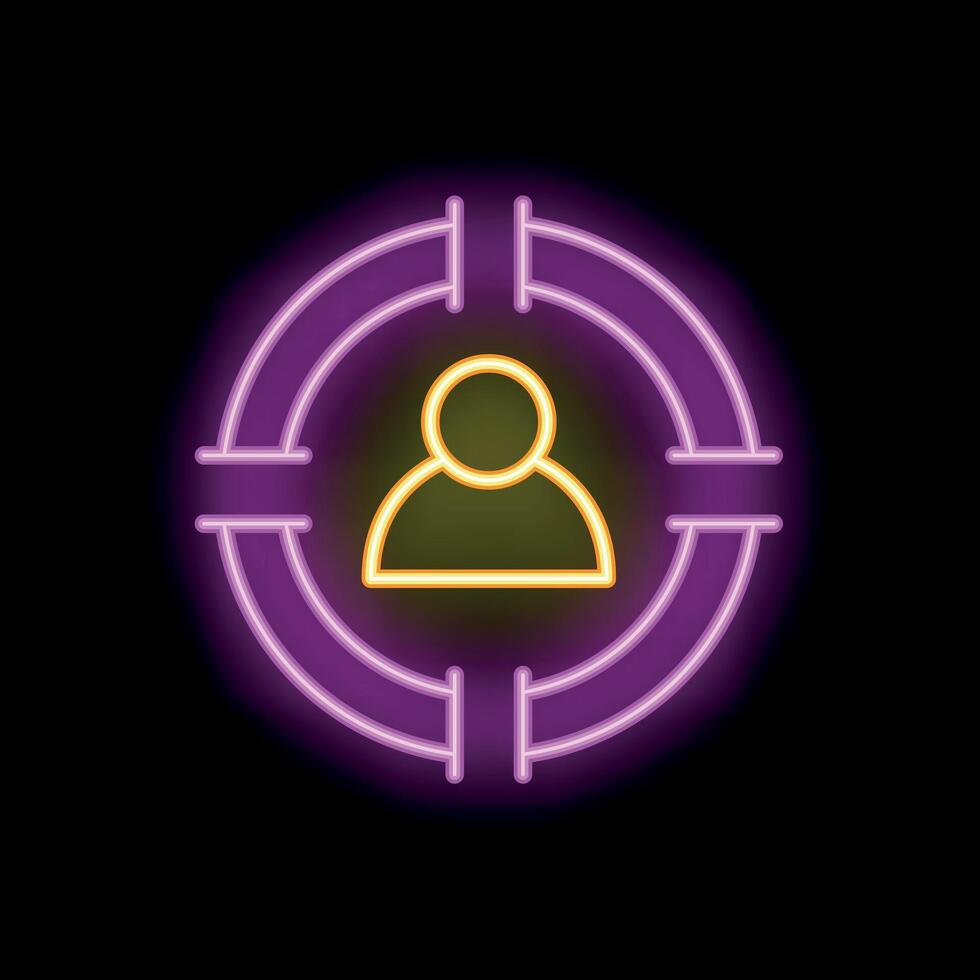 Neon sign showing the concept of customer targeting vector
