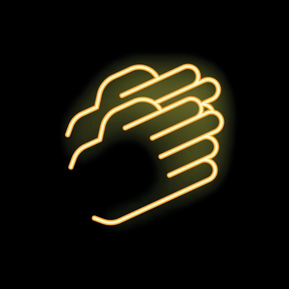 Neon yellow applause clapping hands icon pictogram vector