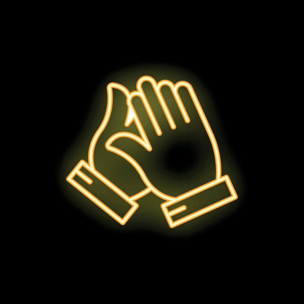 Neon icon of clapping hands on black background vector