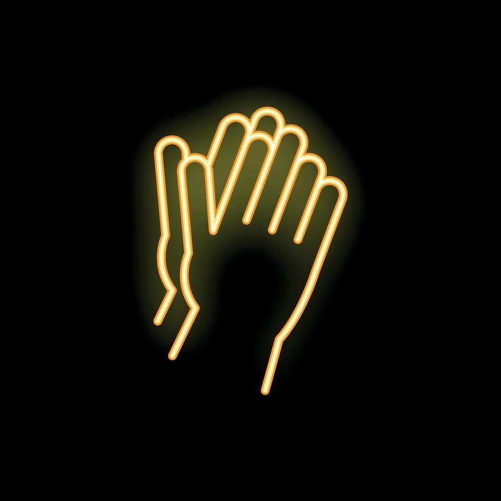 Neon yellow hands clapping on black background vector