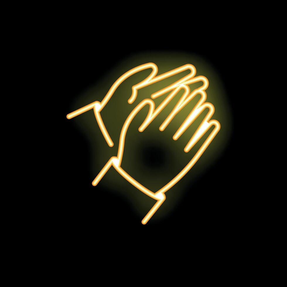 Neon sign of applauding hands on black background vector