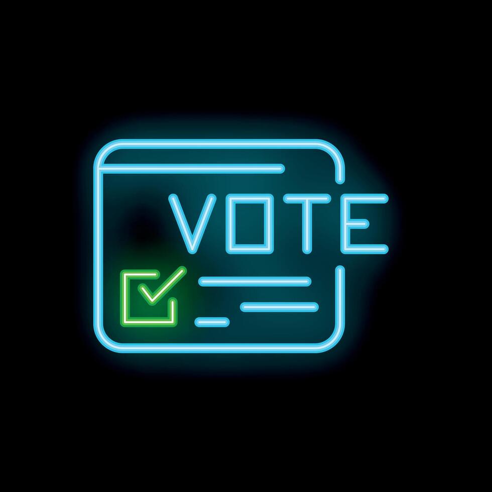 Neon sign showing a vote being cast online vector