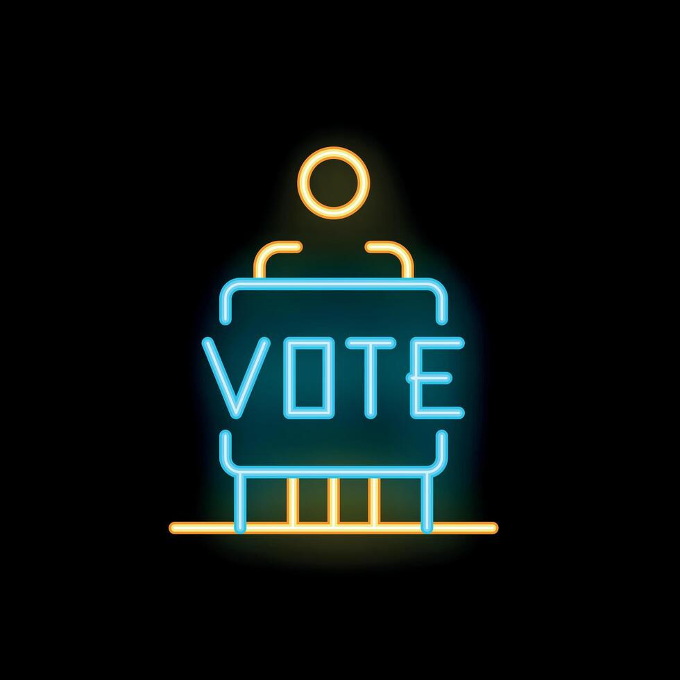 Neon sign of a politician giving a speech during election campaign about to vote vector