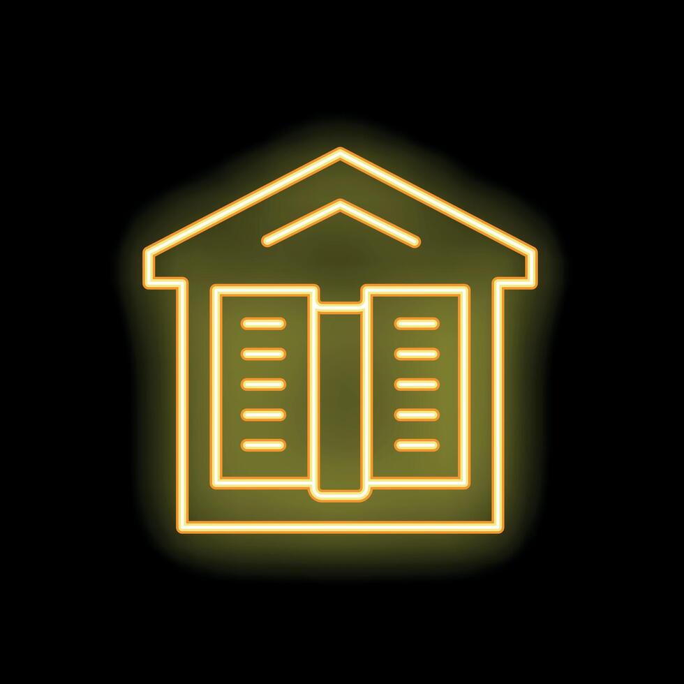 Neon yellow library icon on black background vector