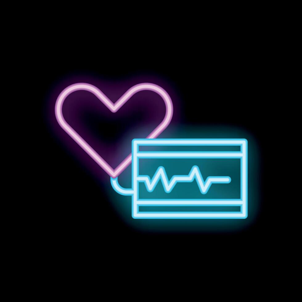 Neon heartbeat showing heart rate on monitor screen vector